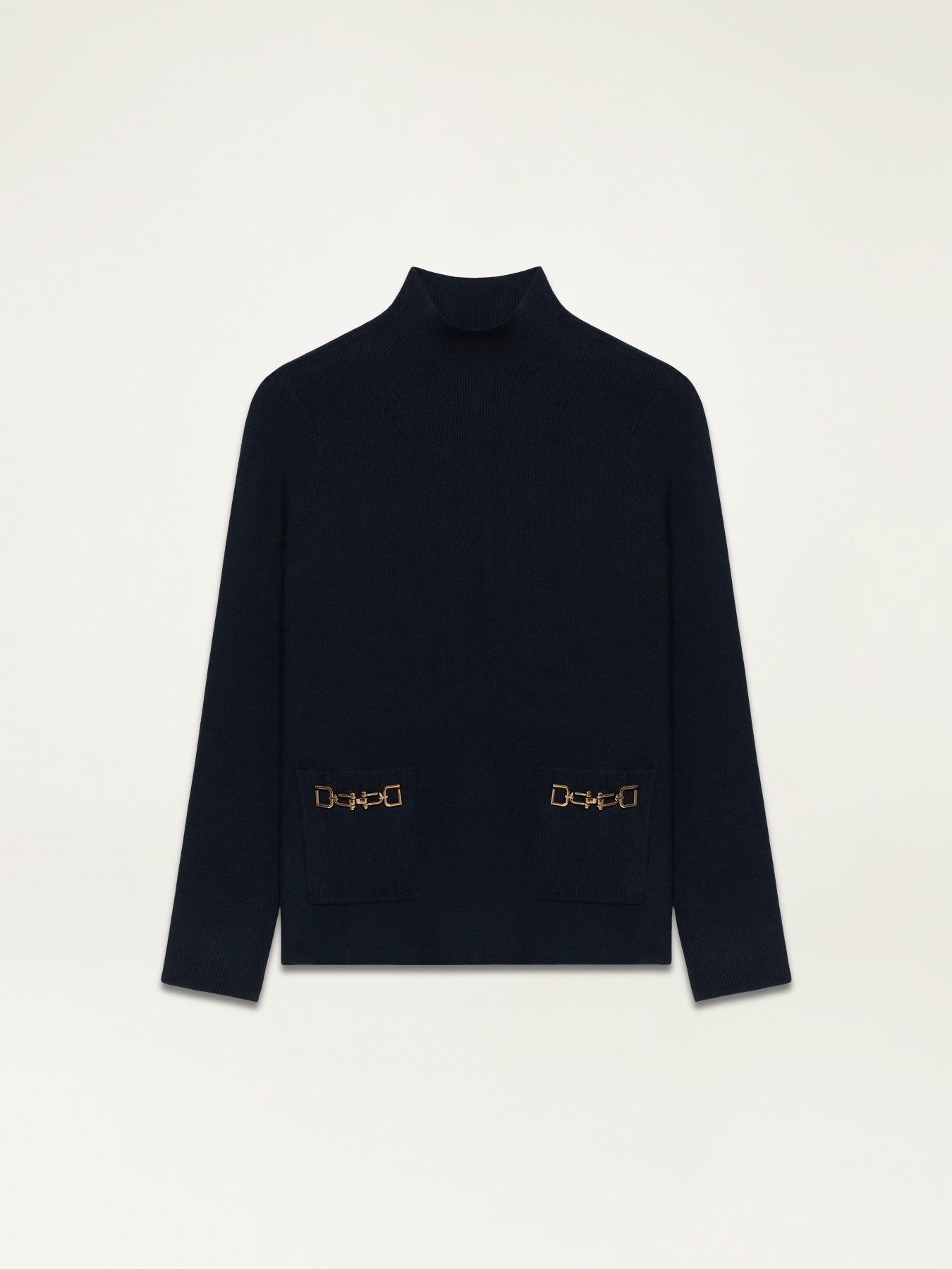 Jersey de cuello alto con bolsillos y cadenas image number 3