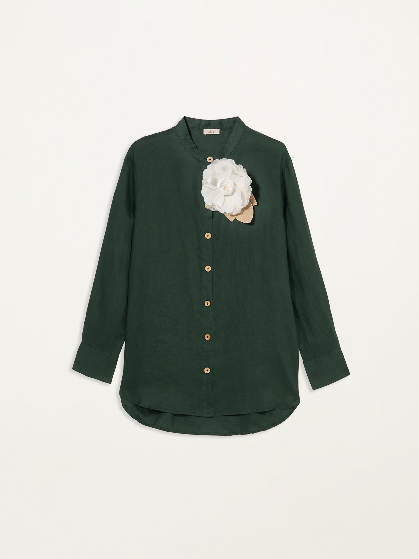 Camicia in lino con spilla image number 3