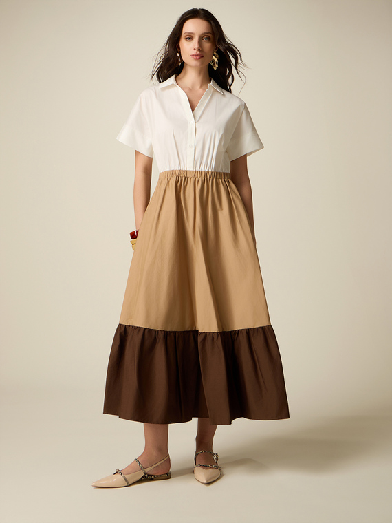 Rochie lungă color block