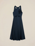 Long satin dress with flower image number 3