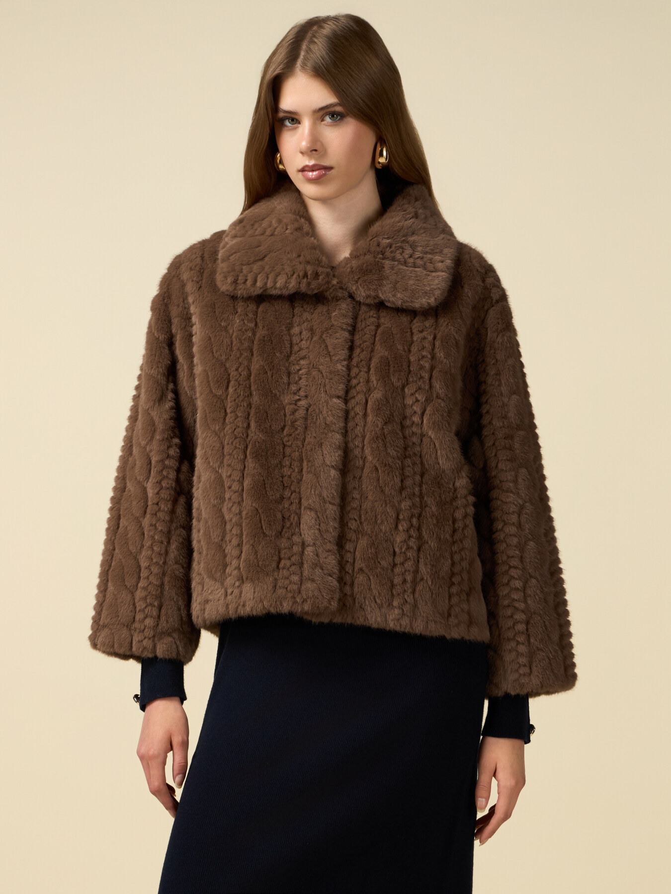 Teddy jacket with cable pattern image number 0