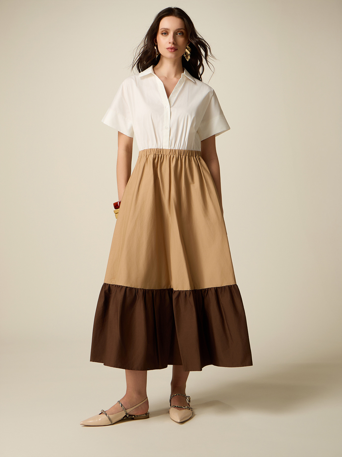 Long color block dress image number 0