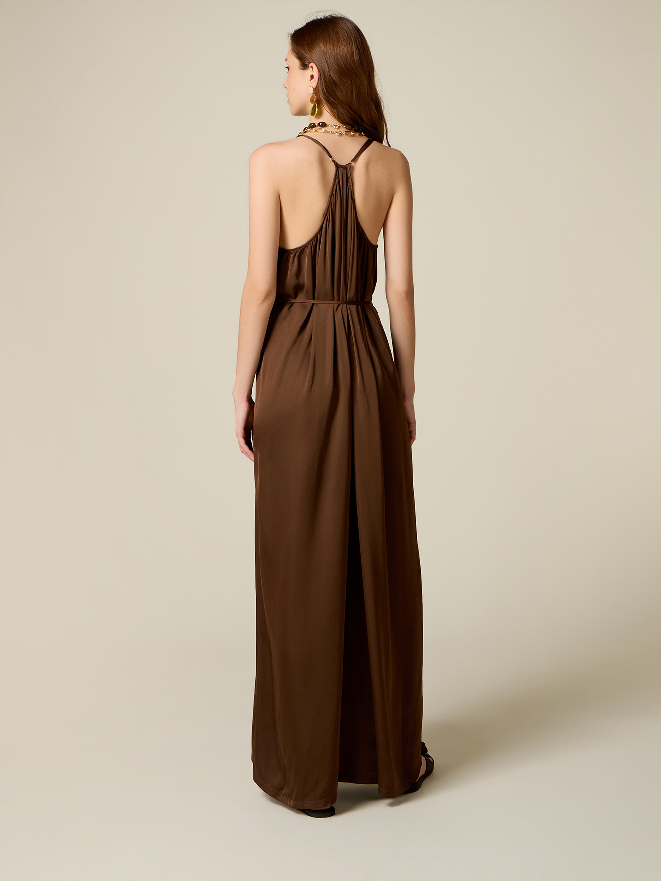 Long satin jumpsuit image number 1