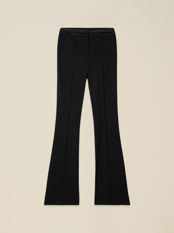 Flare pants in cr&ecirc;pe fabric