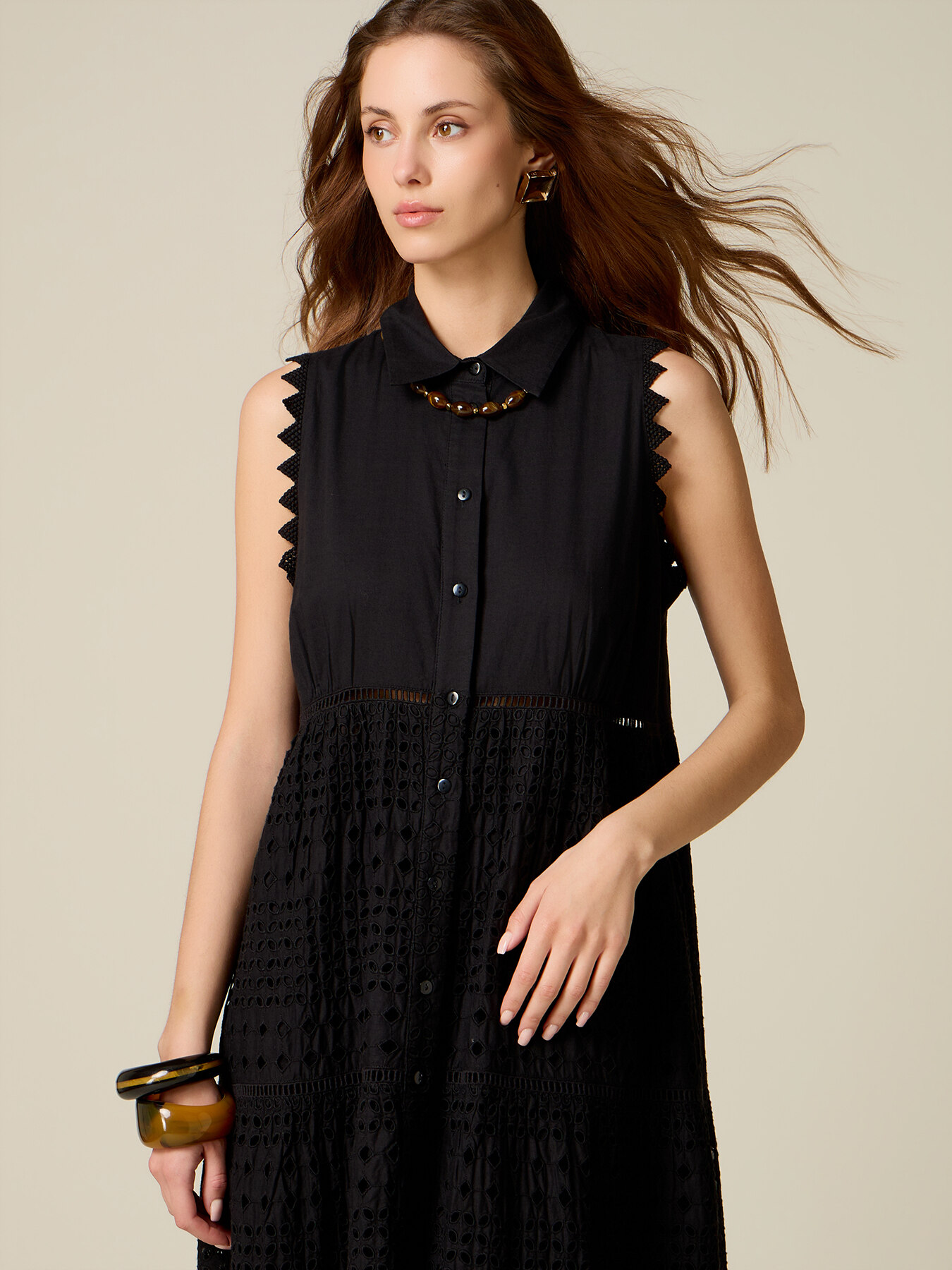Long lace shirt dress image number 2