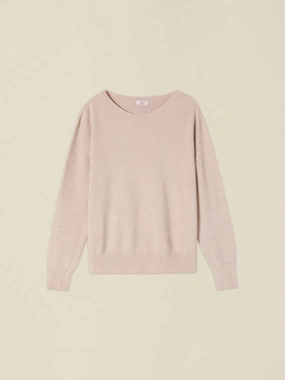 Lurex-Pullover mit Carmenausschnitt