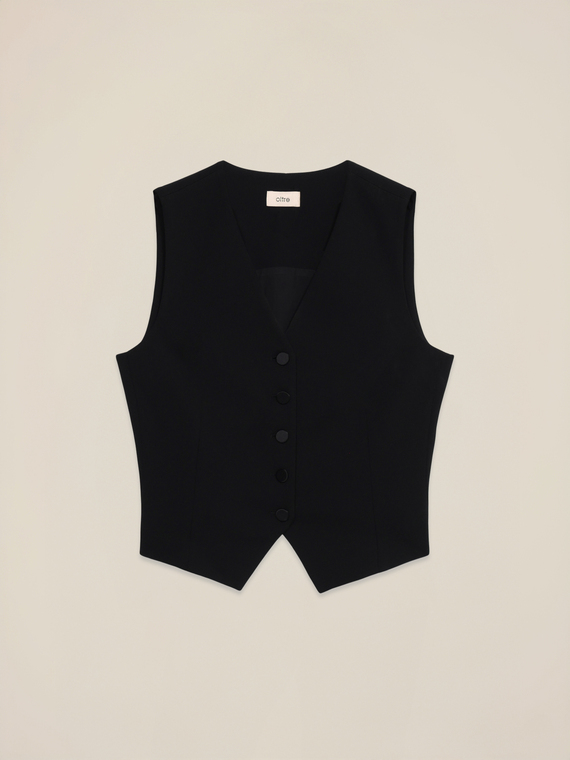 Crepe fabric vest