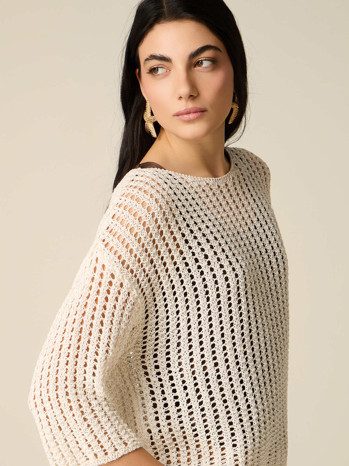 Pull ajour&eacute; en m&eacute;lange de coton image number 2