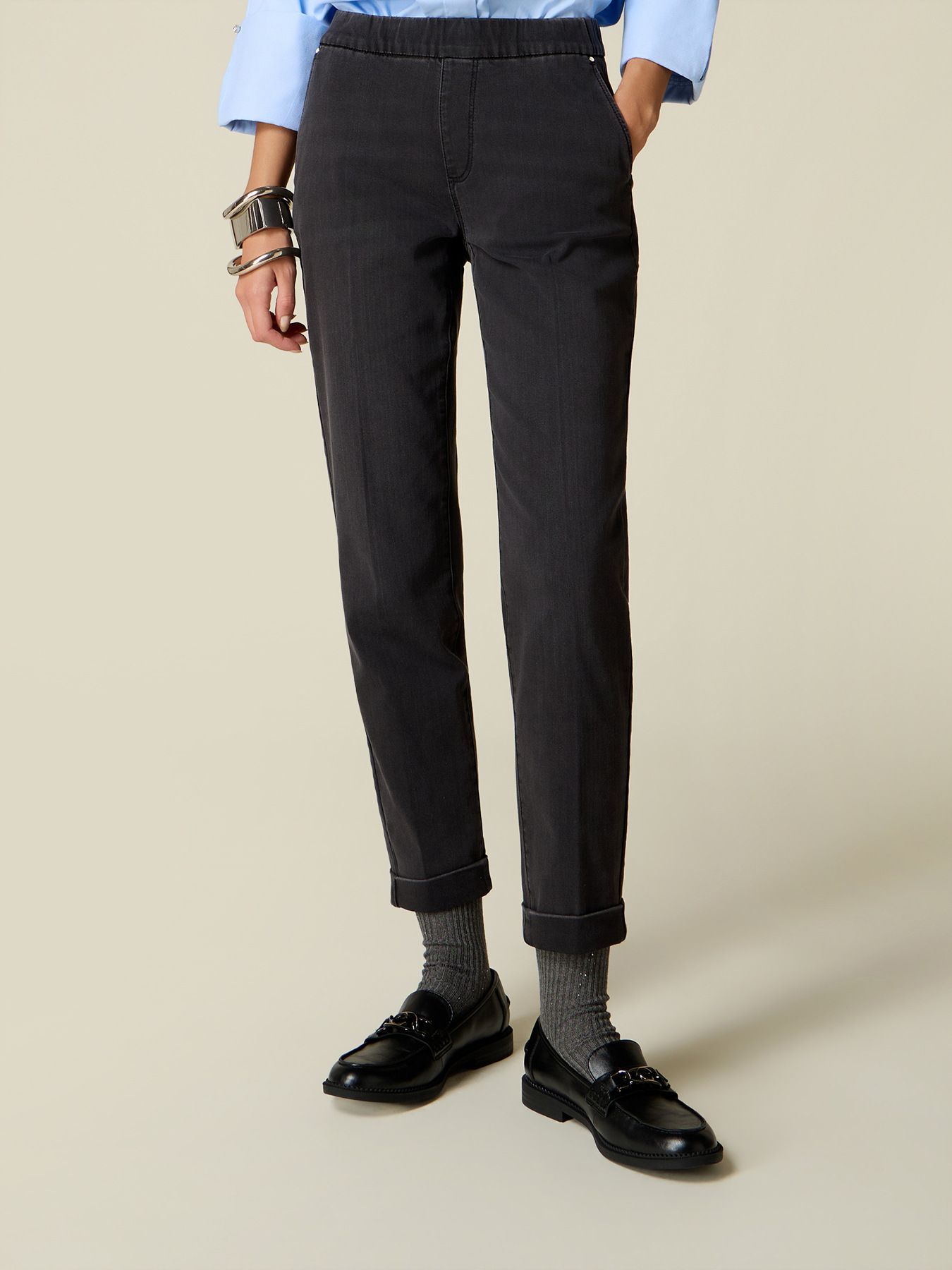 Chino-Jeans mit elastischem Bund image number 3