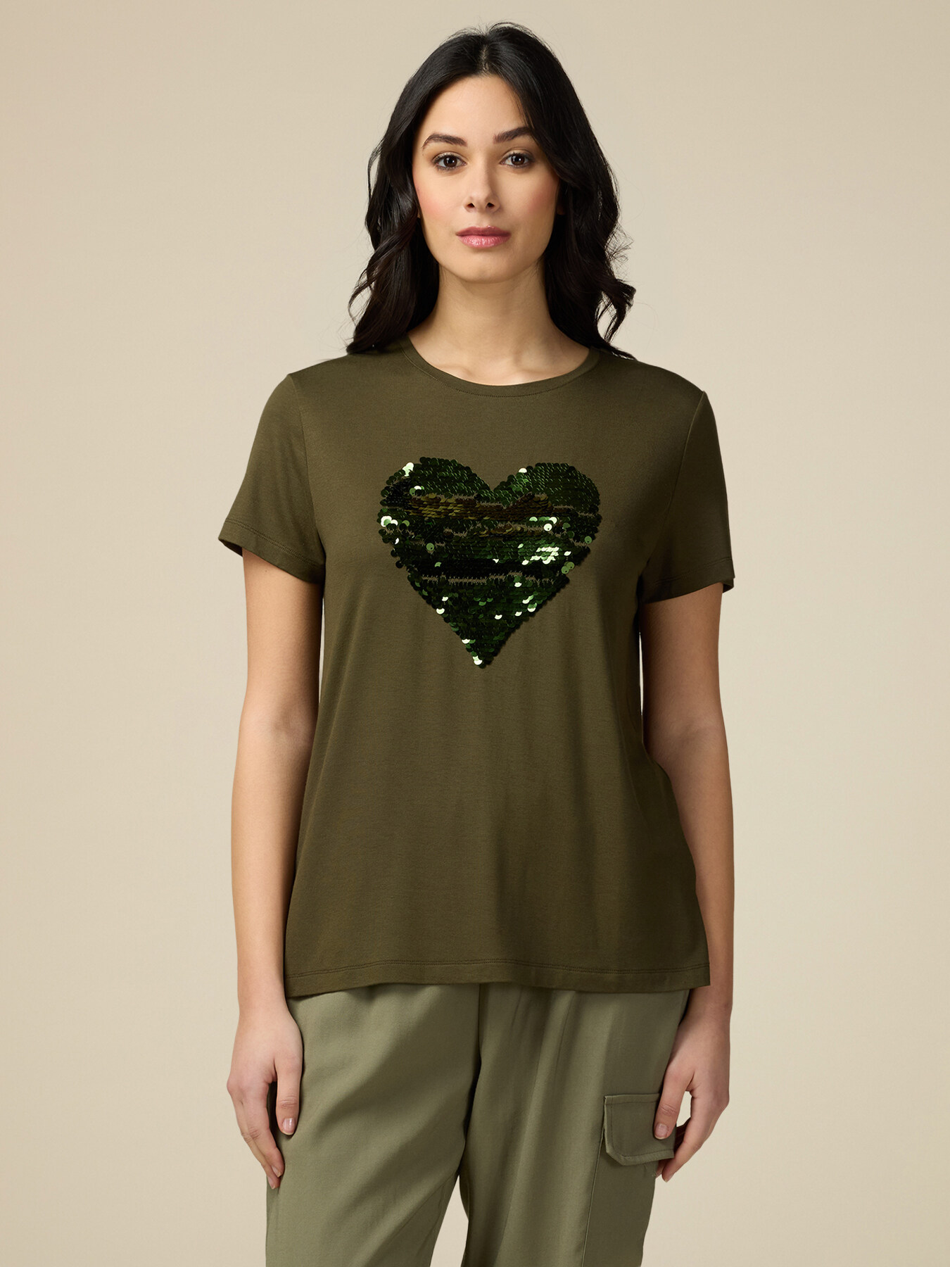 T-shirt with sequin application image number 0