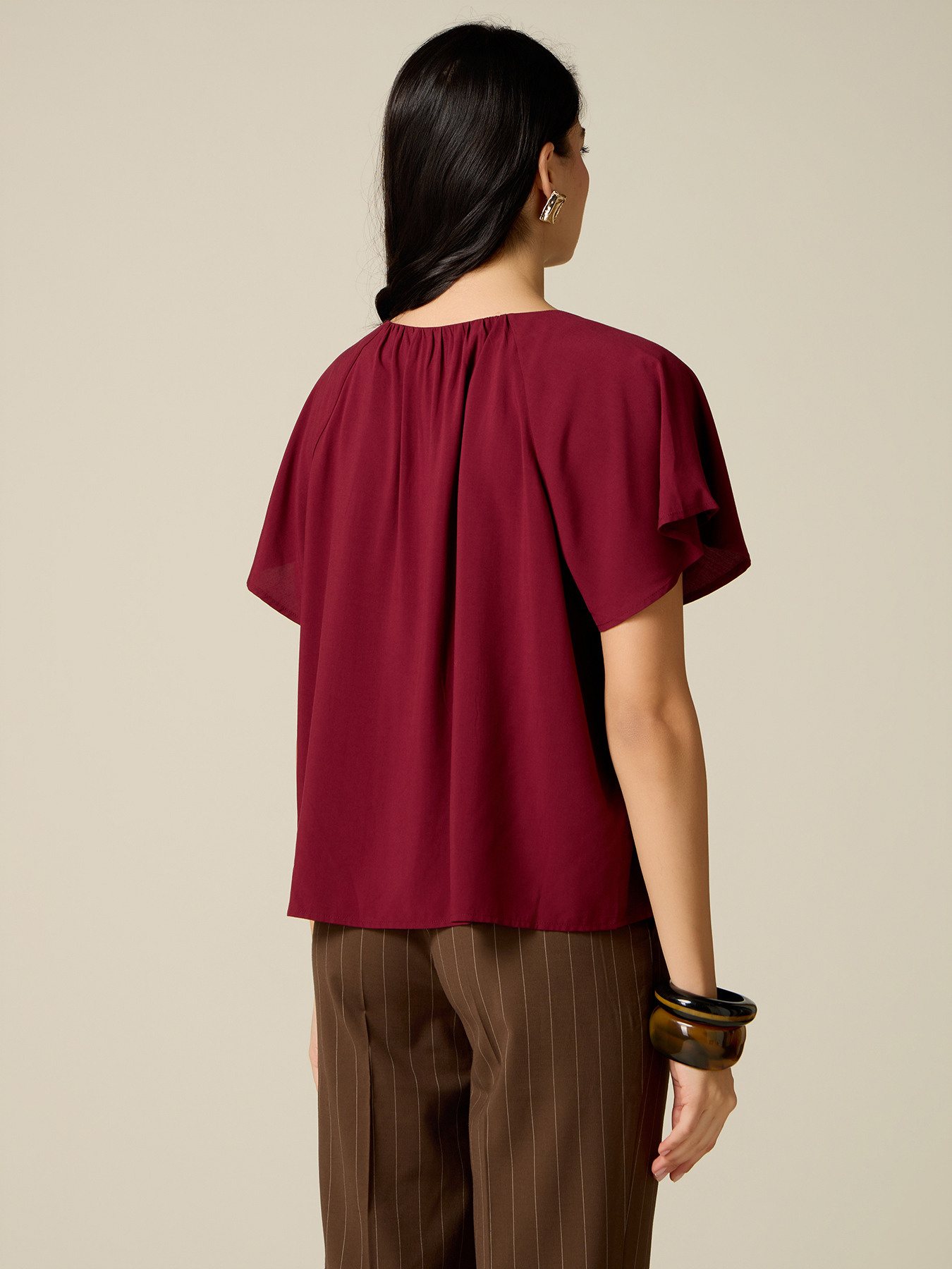 Blouse en viscose avec drap&eacute; image number 1