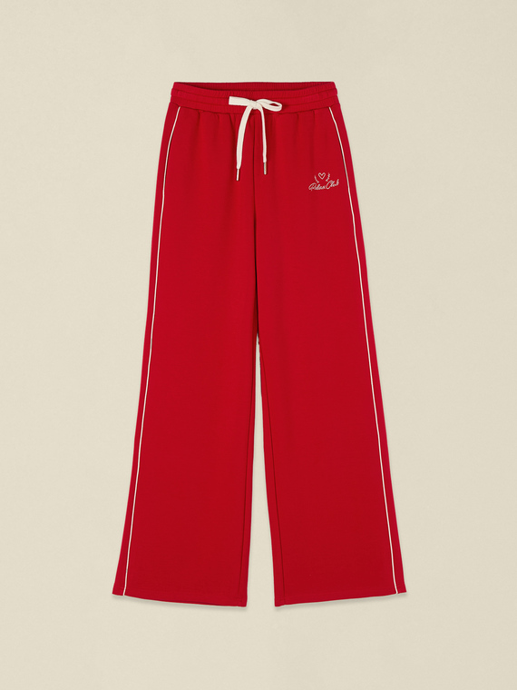 Jersey trousers with piping