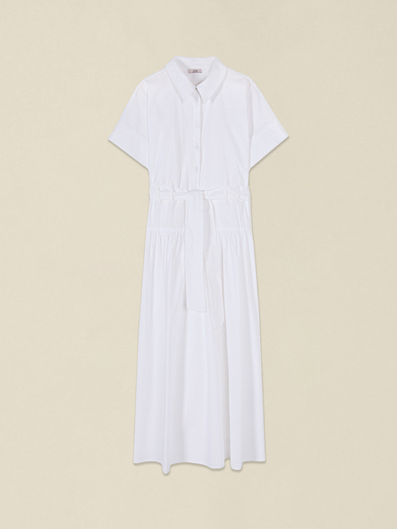 Hemdblusenkleid aus Popeline mit Bindeg&uuml;rtel