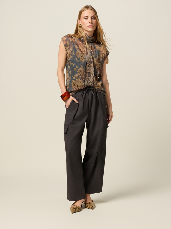 Yarn-dyed viscose cargo pants
