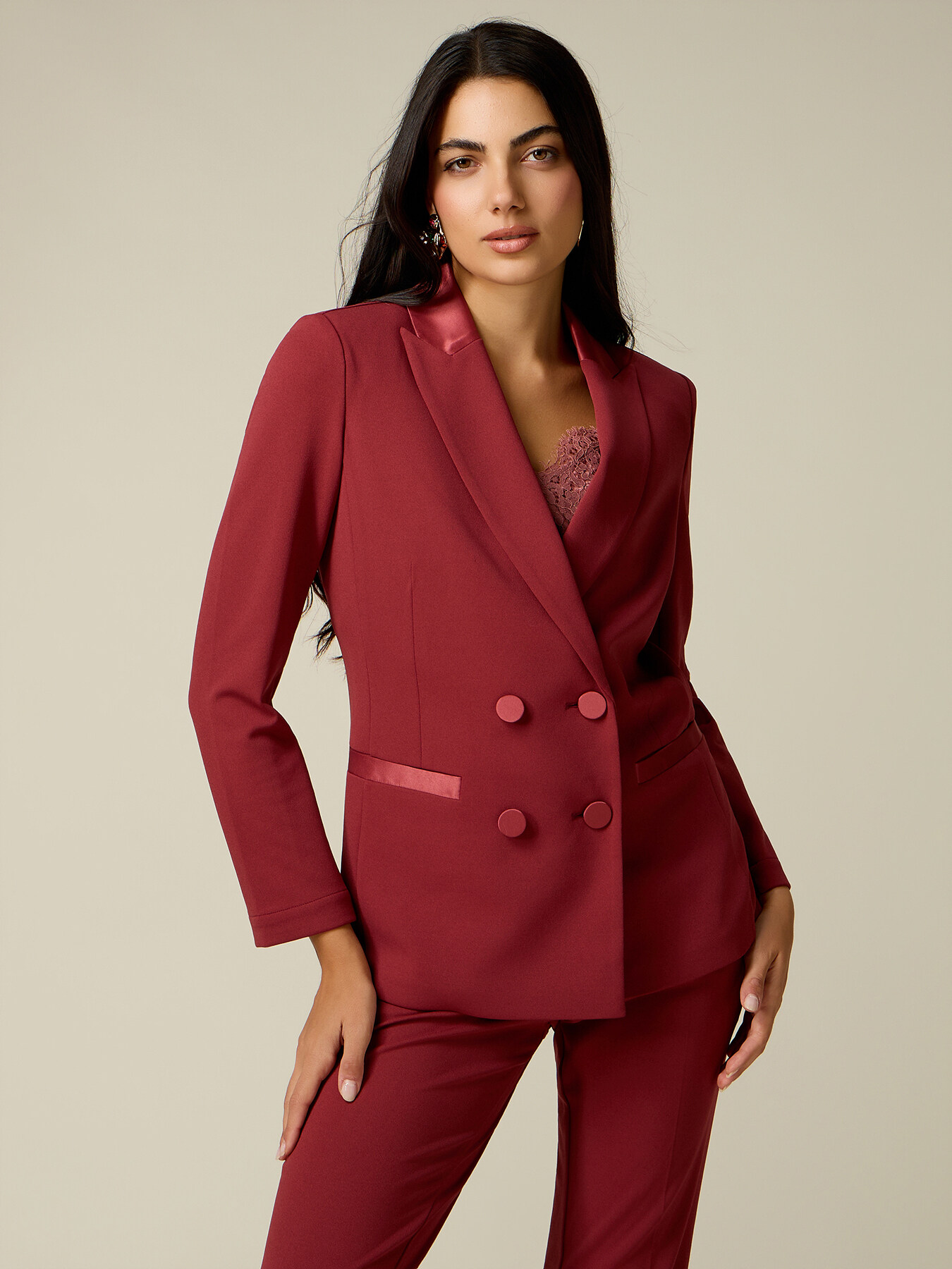 Doppelreihiger Blazer mit bezogenen Kn&ouml;pfen image number 0