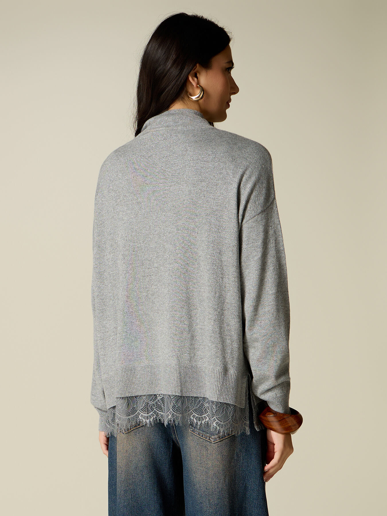 Dolcevita lurex misto lana con pizzo image number 1
