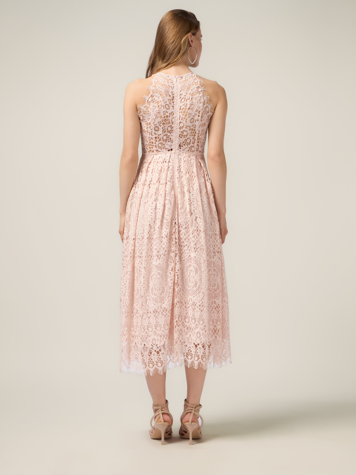Cotton blend lace midi dress image number 1