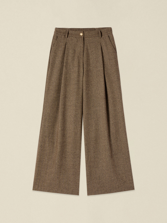 Pantaloni palazzo misto lana