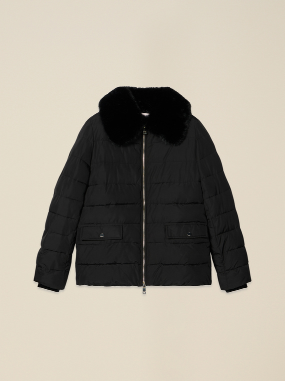 Daunenjacke mit Pl&uuml;schkragen