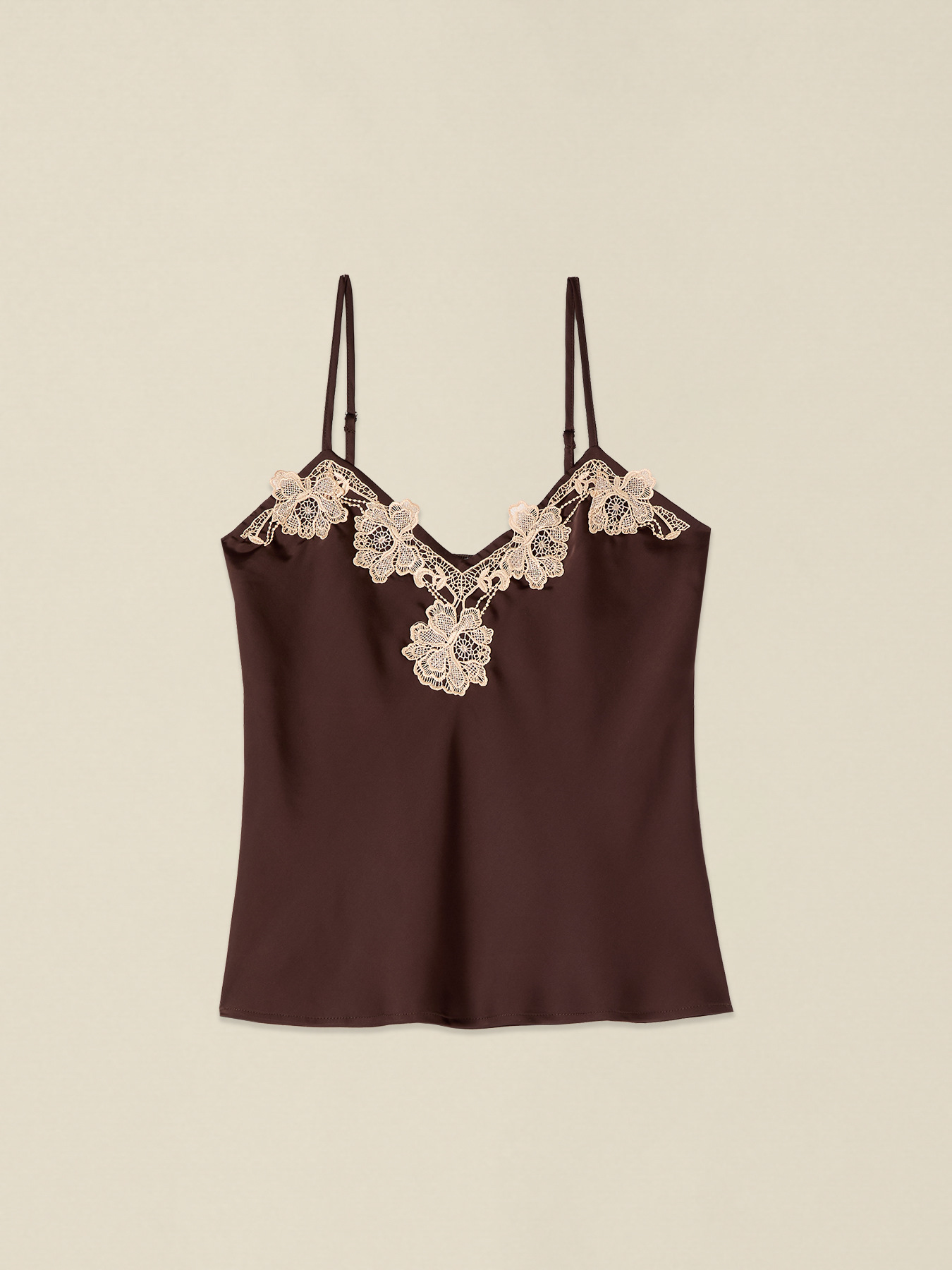 Top aus Satin mit kontrastierender Spitze image number 3