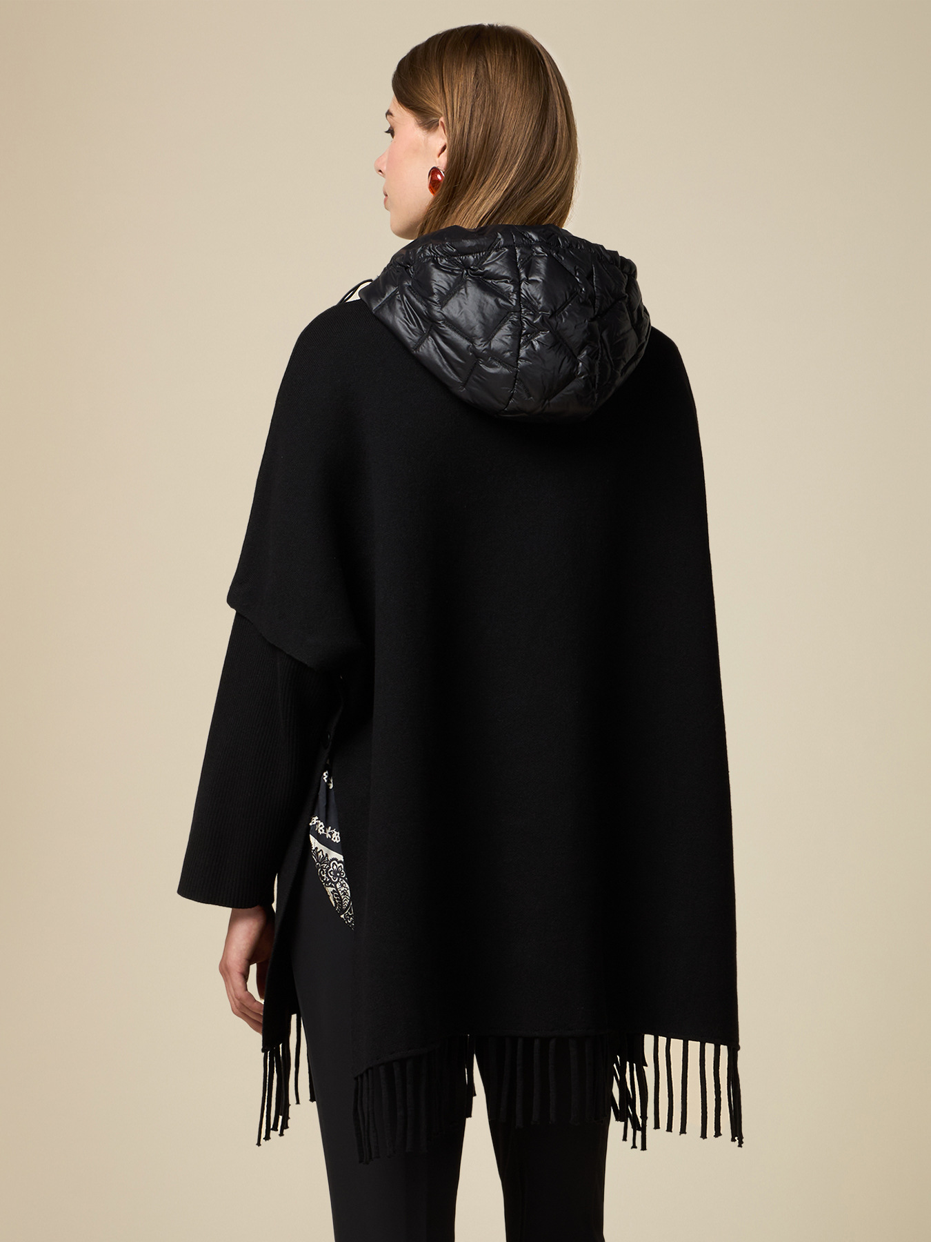 Oversized poncho with nylon details image number 1