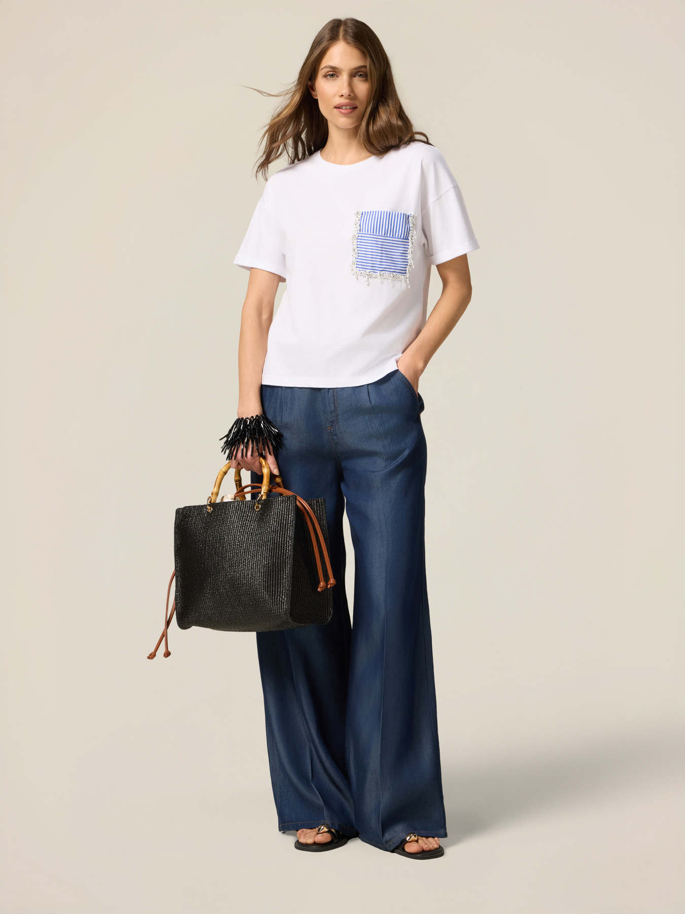 Pantaloni palazzo in tencel image number 0
