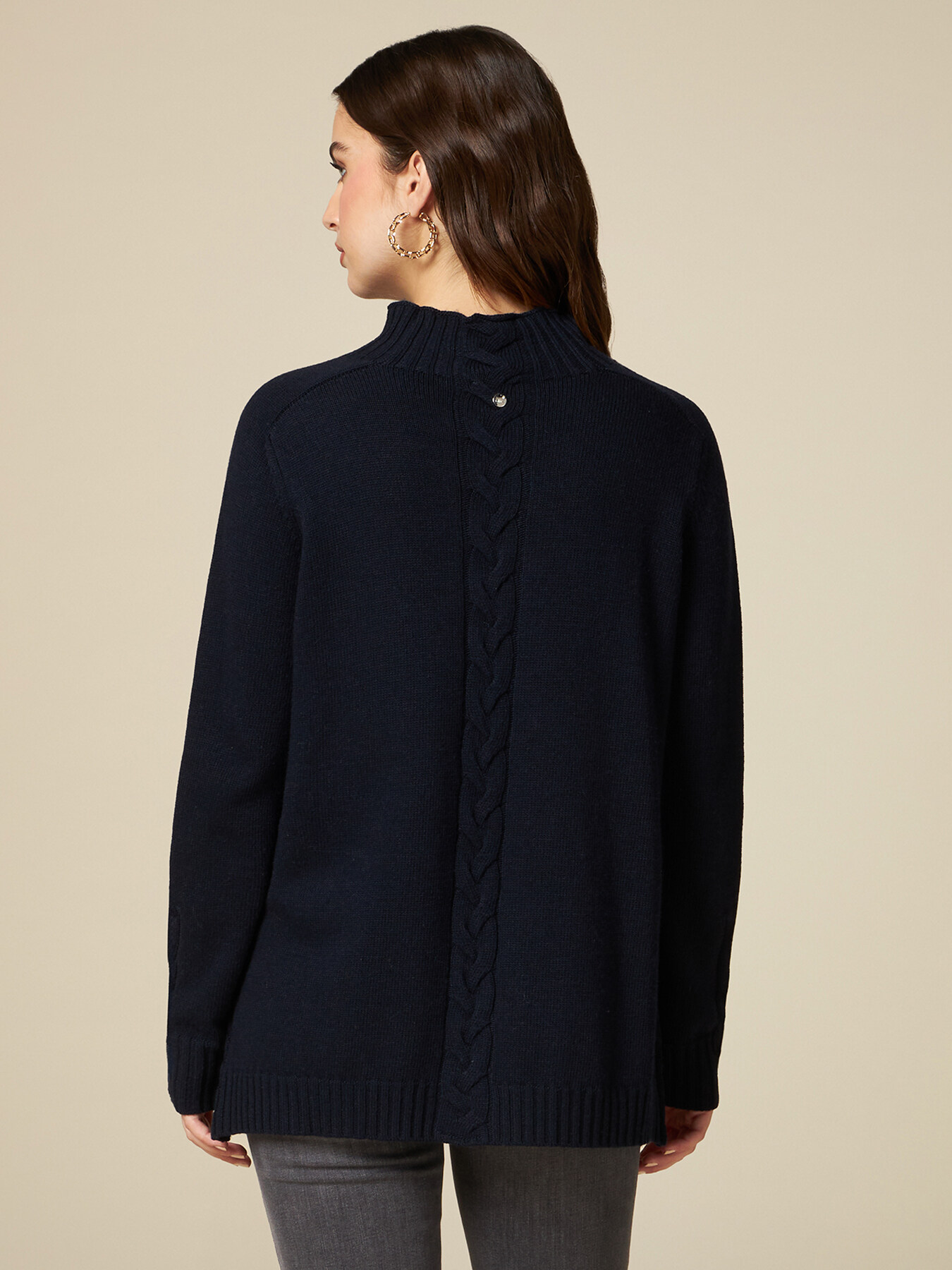 Dolcevita misto cashmere con treccia image number 1