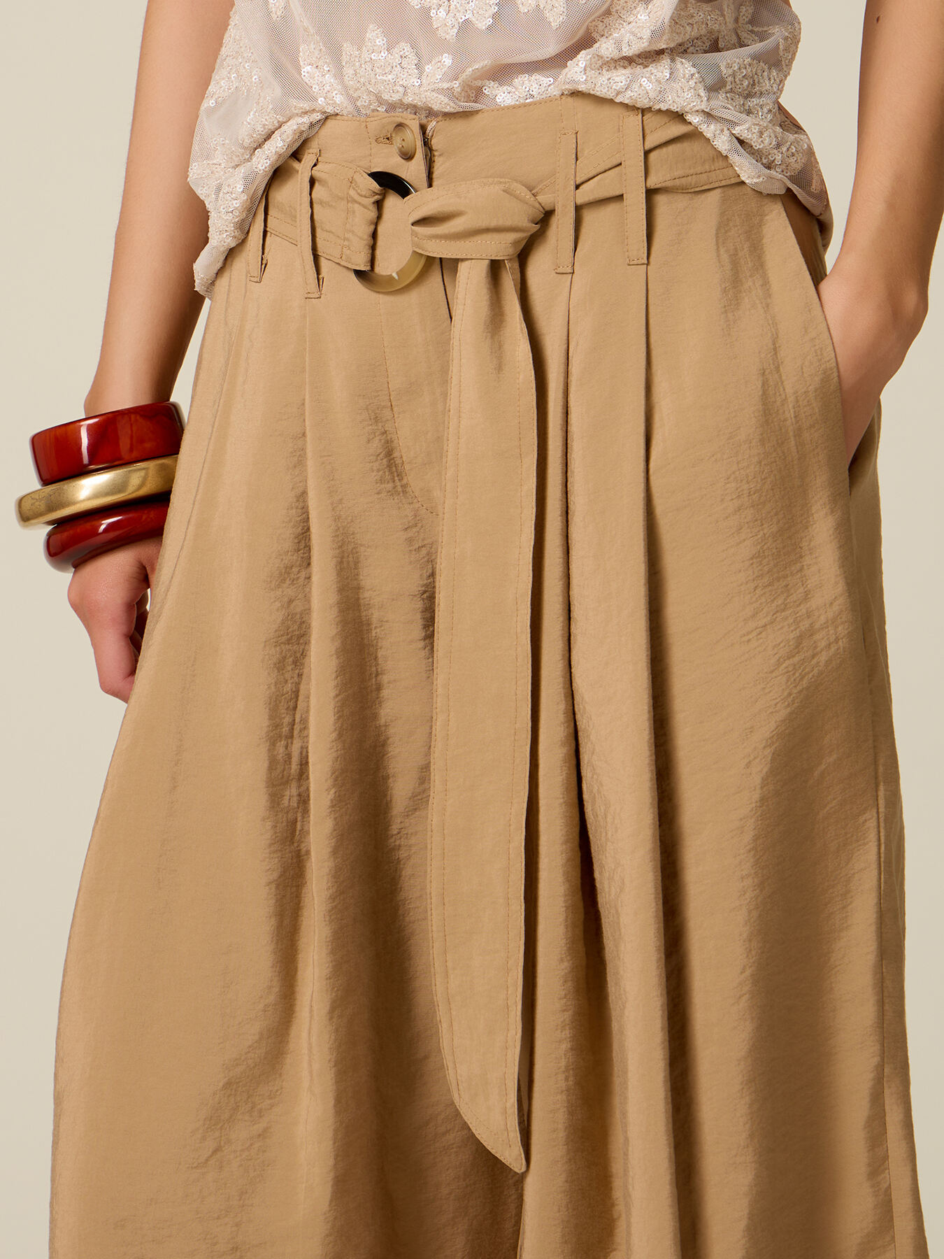 Cropped palazzo pants in modal blend image number 2