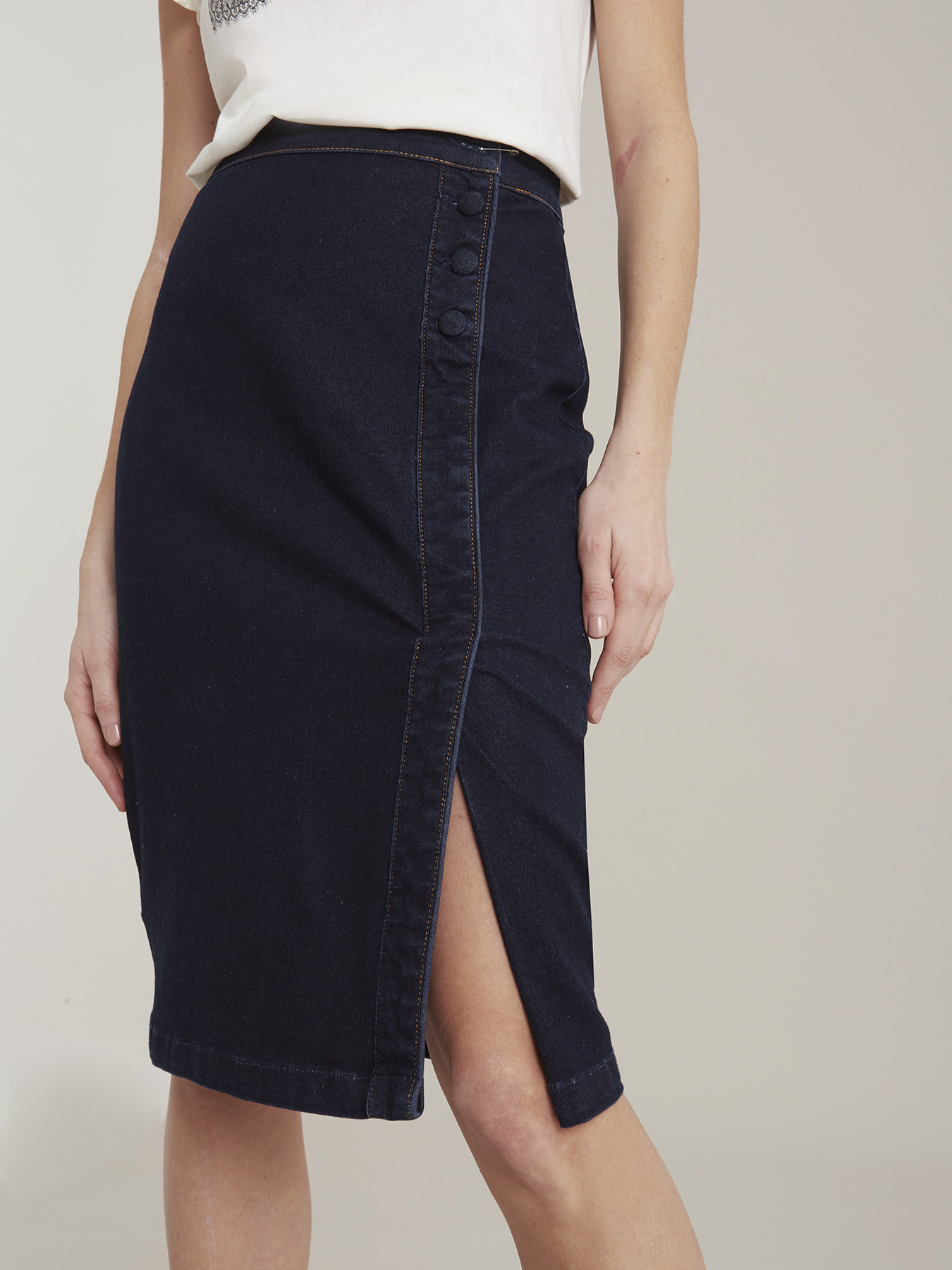 Falda de tubo de tela vaquera image number 0