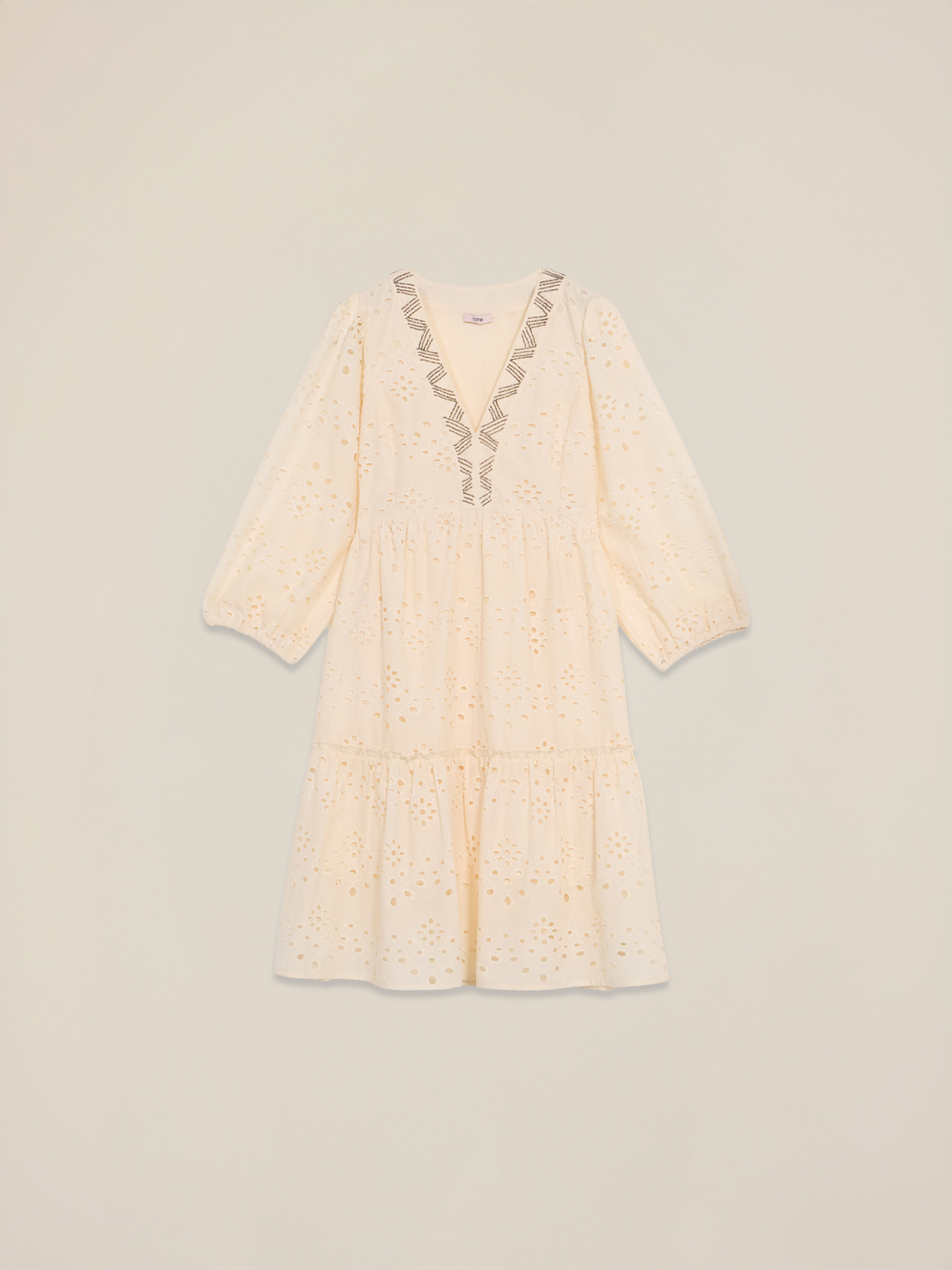 Flared dress in broderie anglaise lace Flared dress in broderie anglaise lace