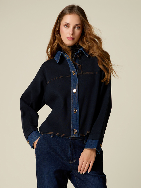 Cardigan with denim details
