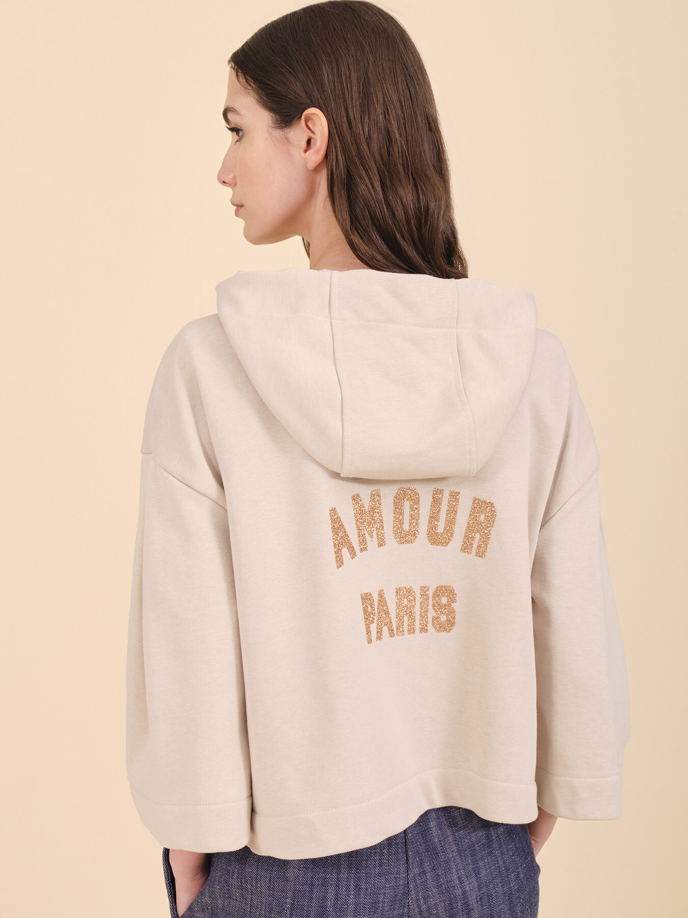 Boxy sweatshirt lettering with zip image number 1