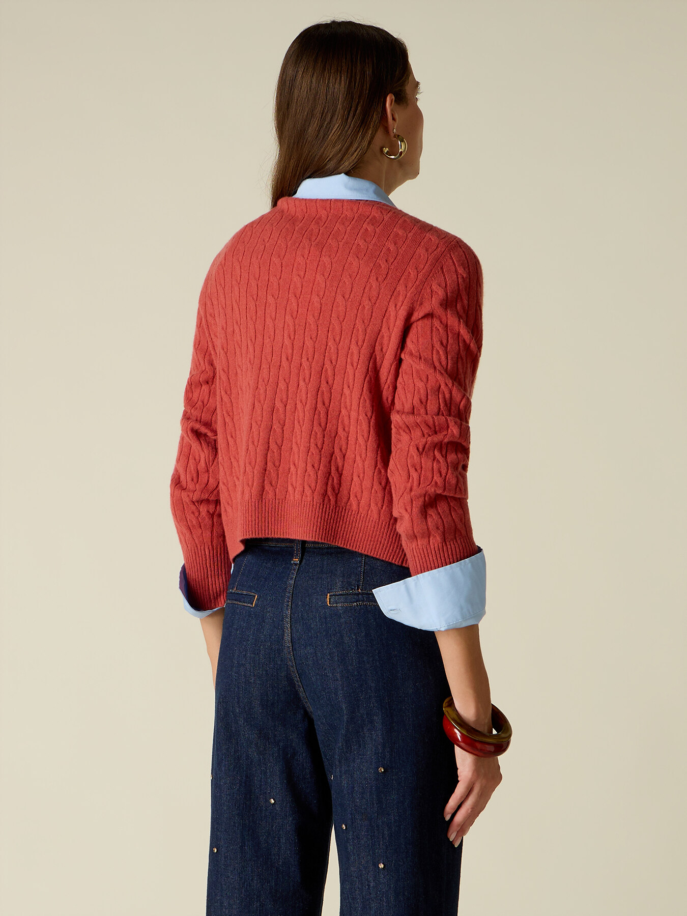 Cable-knit wool/cashmere cardigan image number 1