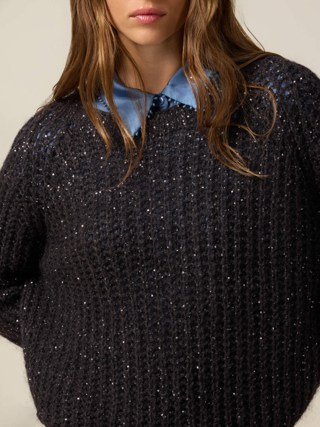 Maille mohair m&eacute;lang&eacute; avec paillettes image number 2