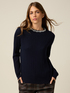 Crewneck sweater in cashmere blend with appliqu&eacute;s image number 0