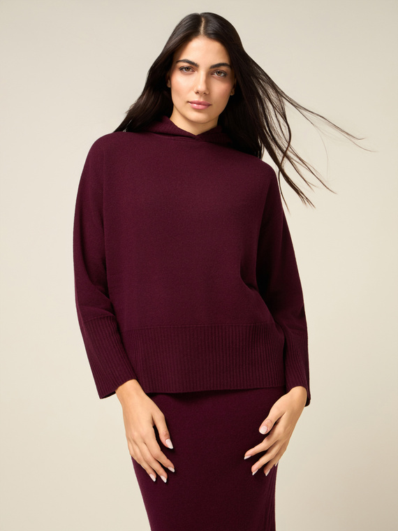 Hooded sweater in pure wool