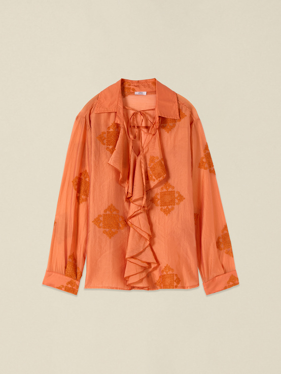 Lyocell blend blouse with embroidery