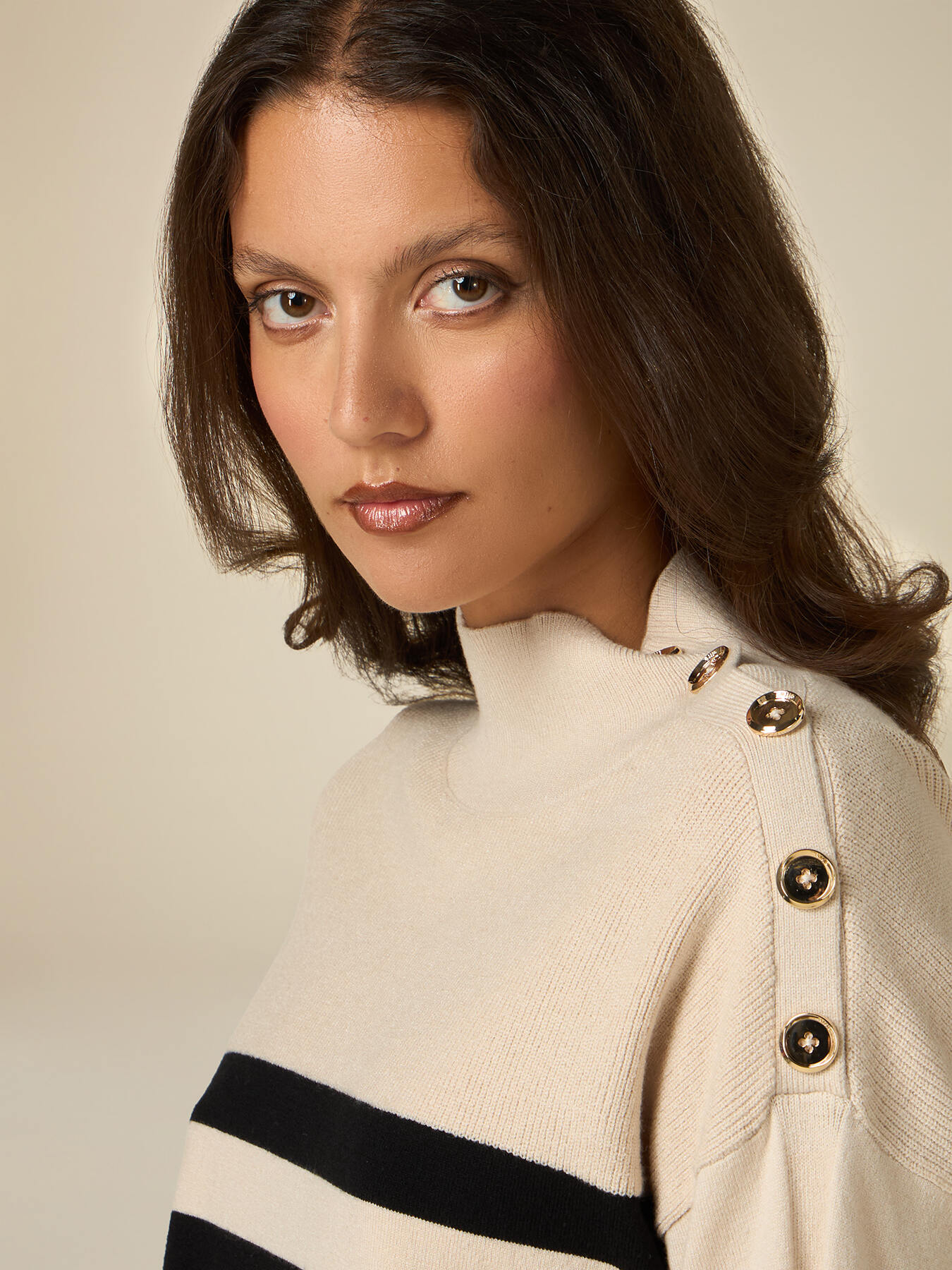 Turtleneck sweater with button detail image number 2