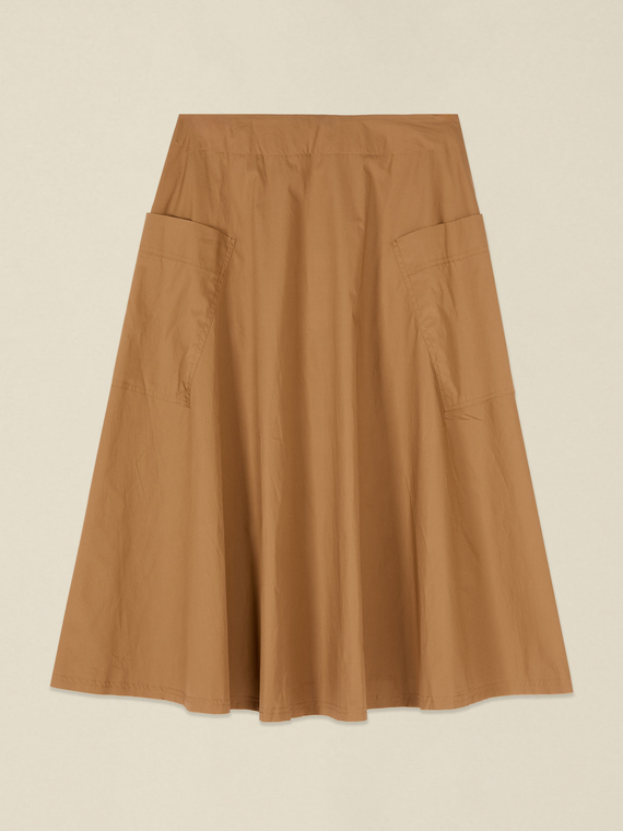 Flared poplin skirt