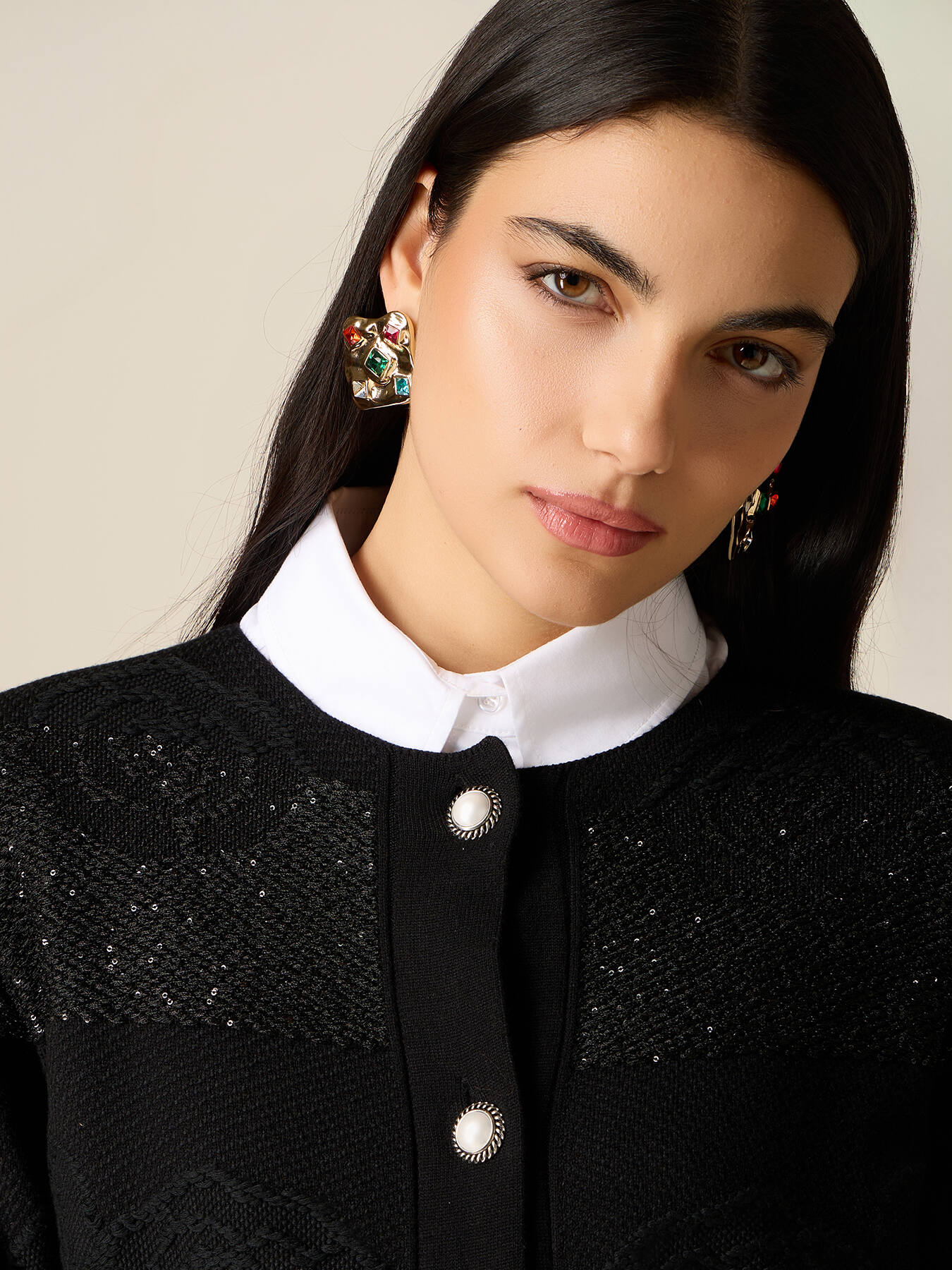 Short jacket in textured knitwear image number 2