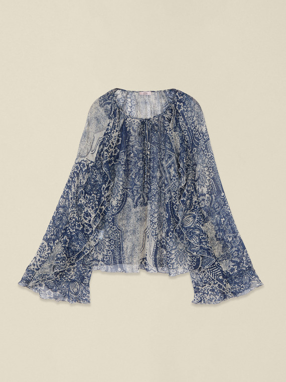 Bluse mit Fantasiemuster und Volants