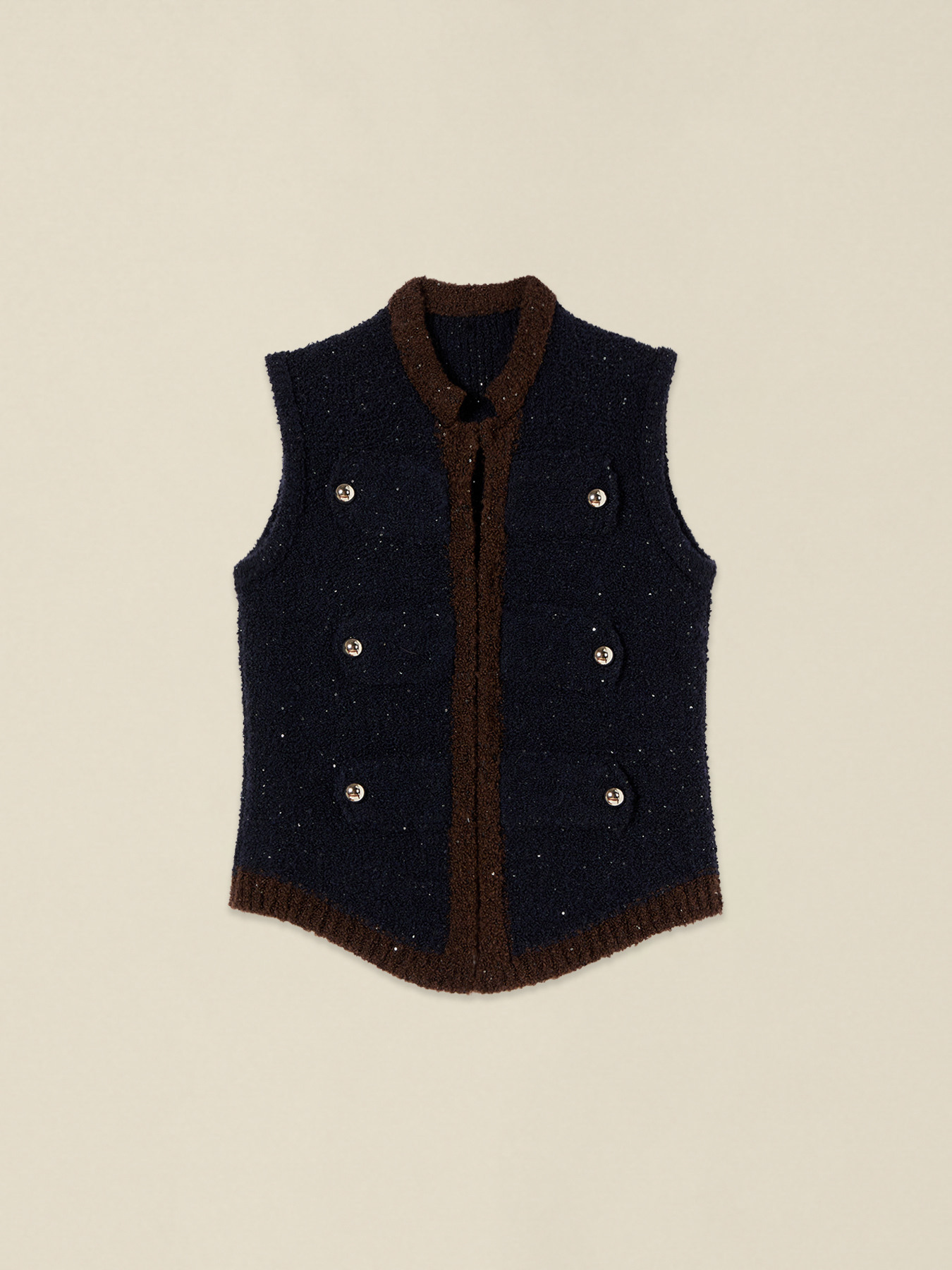 Boucl&eacute; gilet with jewel buttons image number 3