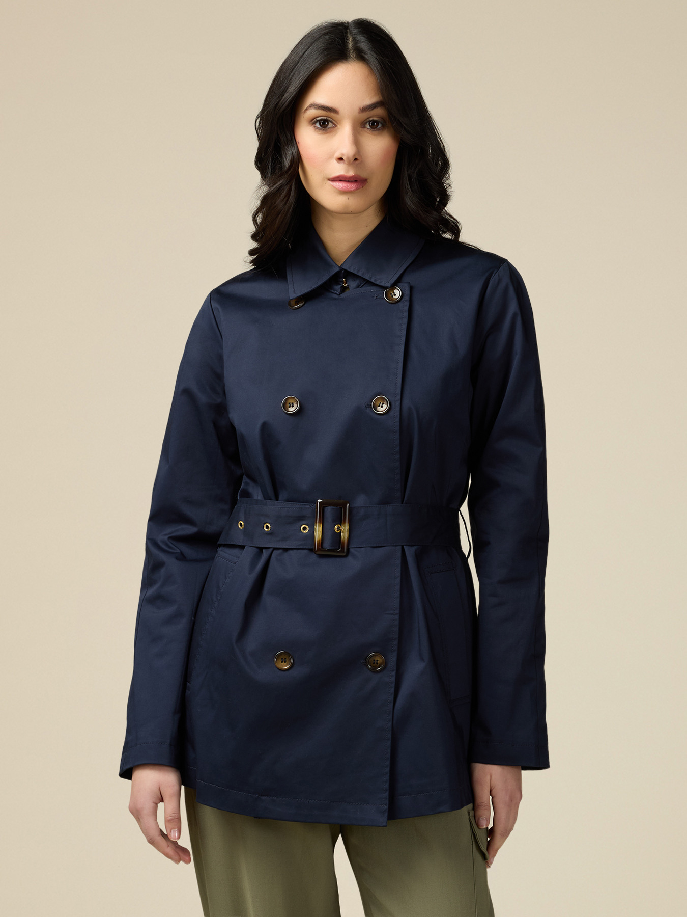 Double-breasted cotton trench coat image number 0