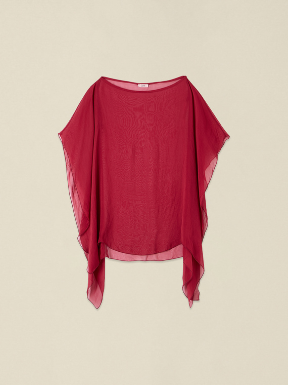 Poncho en voile m&eacute;lang&eacute; soie