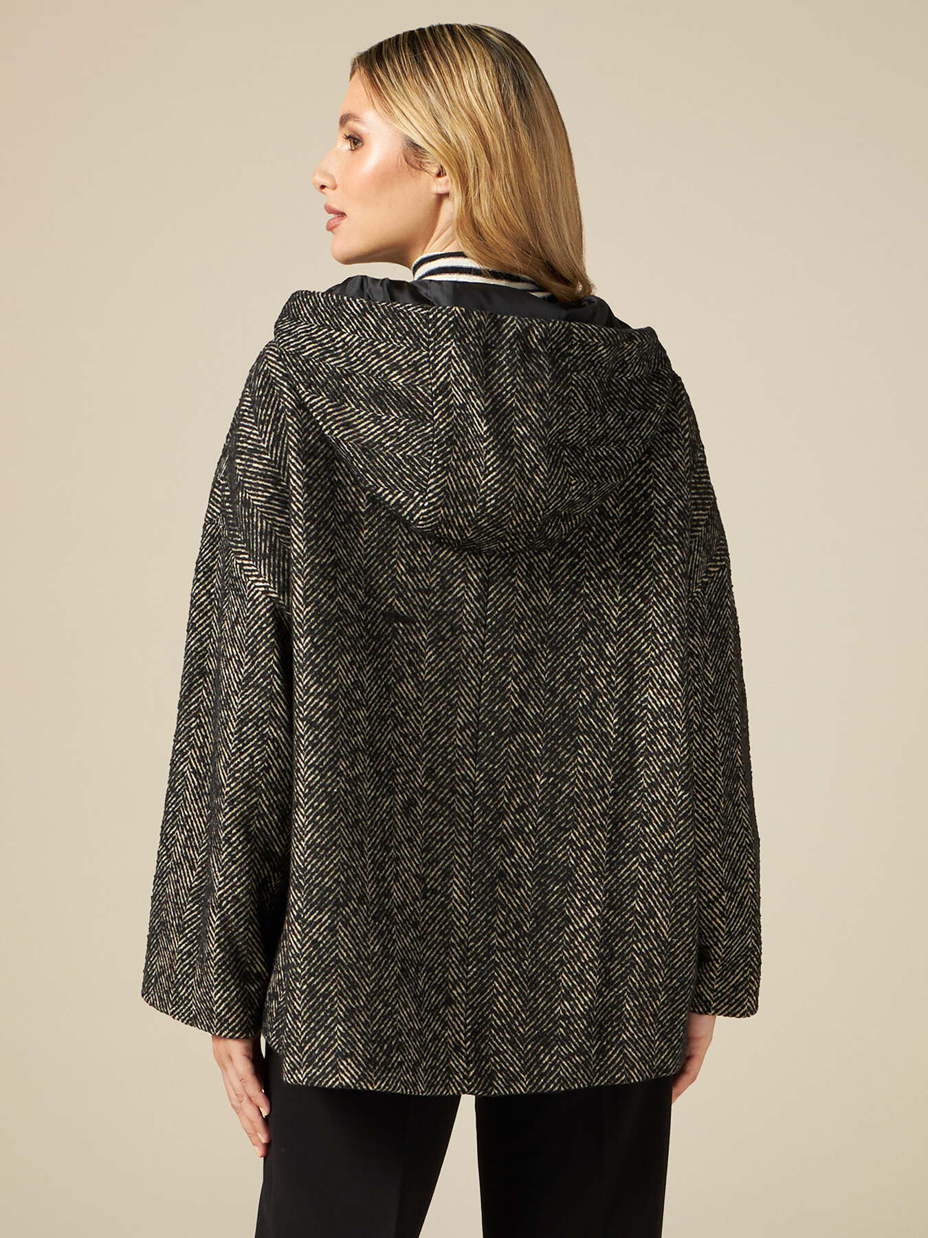 Cappa over in tessuto spigato image number 1