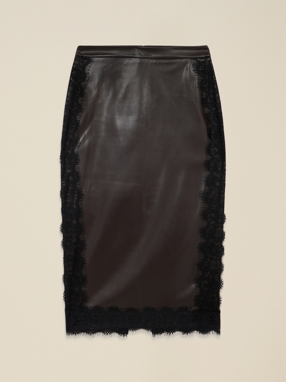 Midi tube skirt with lace inserts
