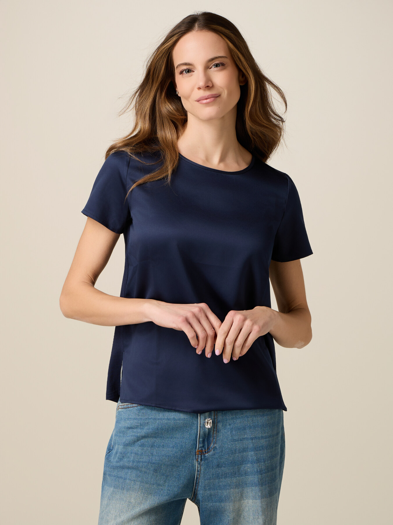 Two-material T-shirt image number 0