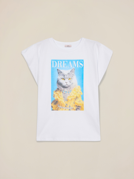 T-Shirt mit Druck und Applikationen