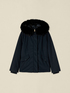 Smooth down jacket with hood and faux fur trim image number 3