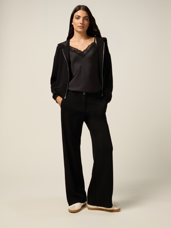 Soft touch trousers with side tape